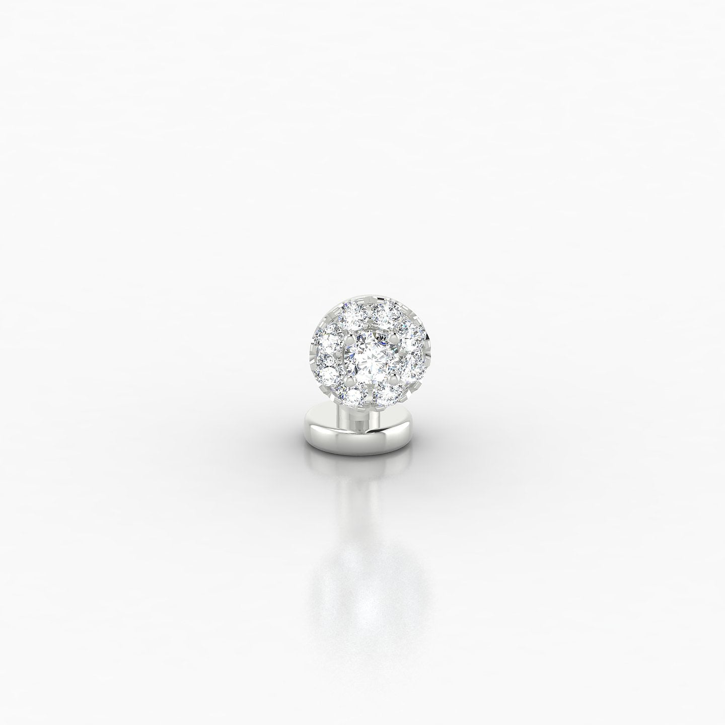 Eirene | 18k White Gold 6 mm 5 mm Halo Round Diamond Floating Navel Piercing
