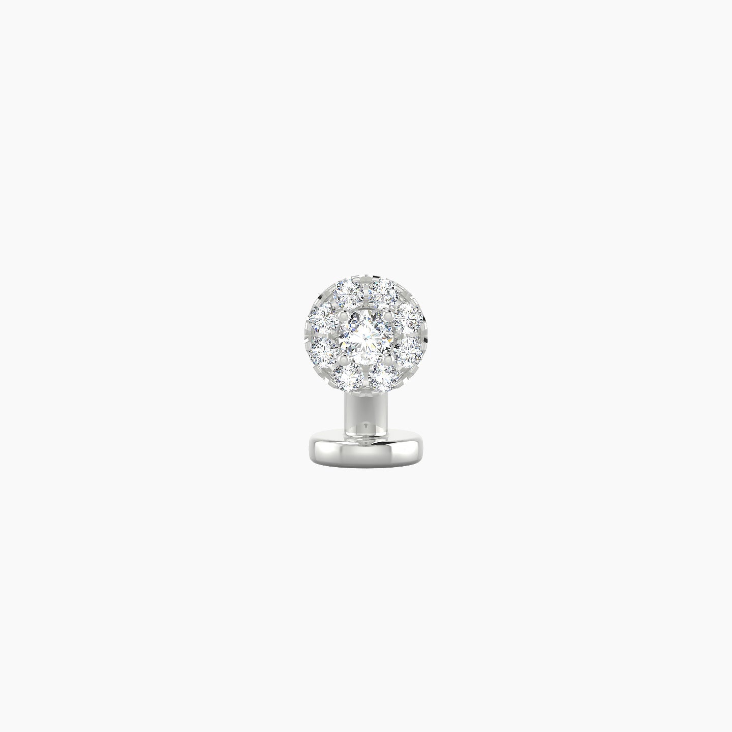 Eirene | 18k White Gold 5 mm 6 mm Halo Round Diamond Floating Navel Piercing