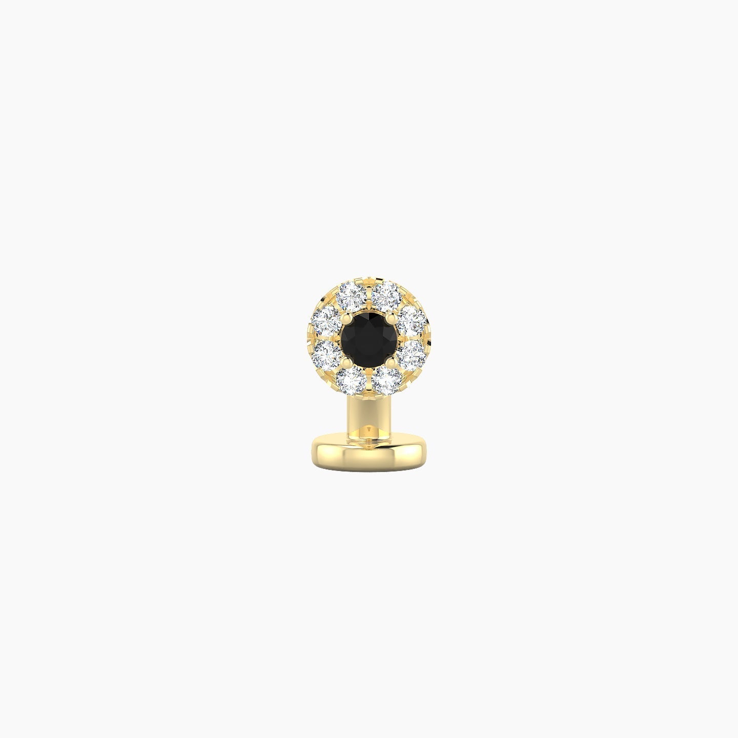 Eirene | 18k Yellow Gold 6 mm 4.5 mm Halo Round Black Diamond & Diamond Floating Navel Piercing