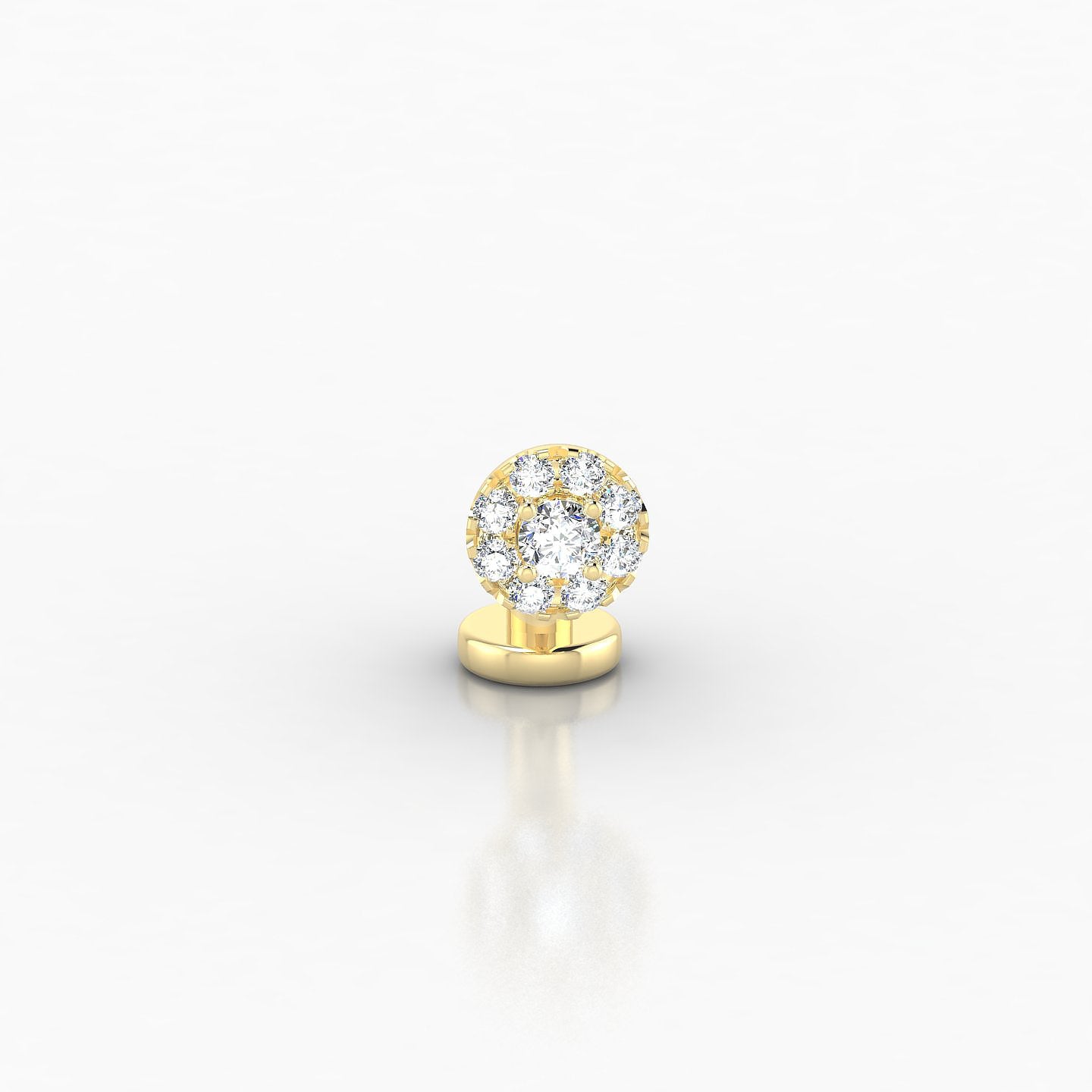Eirene | 18k Yellow Gold 6 mm 5 mm Halo Round Diamond Floating Navel Piercing