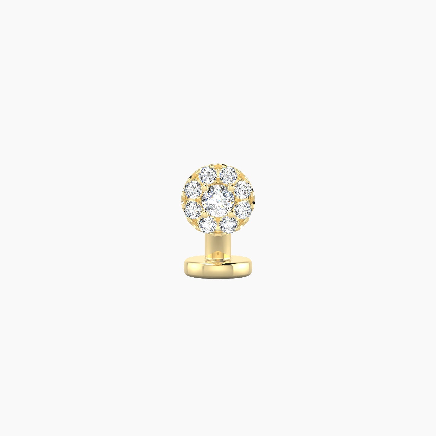 Eirene | 18k Yellow Gold 5 mm 6 mm Halo Round Diamond Floating Navel Piercing