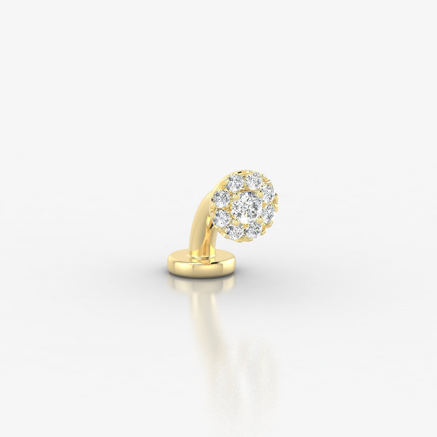 Eirene | 18k Yellow Gold 5 mm 6 mm Halo Round Diamond Floating Navel Piercing