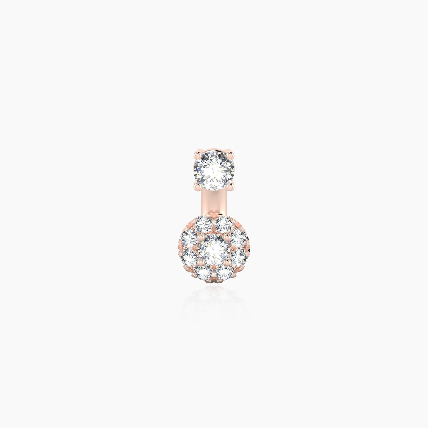 Eirene | 18k Rose Gold 6 mm 5 mm Halo Round Diamond Navel Piercing