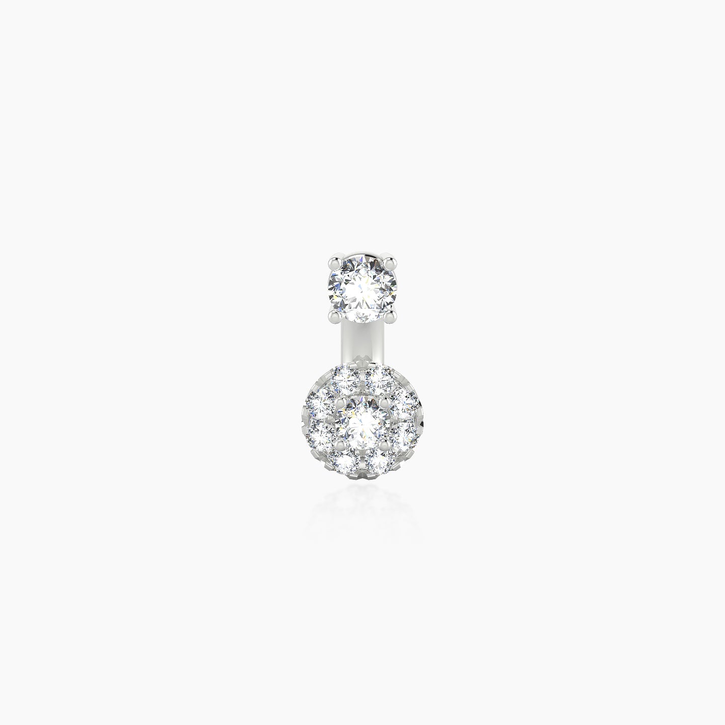 Eirene | 18k White Gold 6 mm 5 mm Halo Round Diamond Navel Piercing