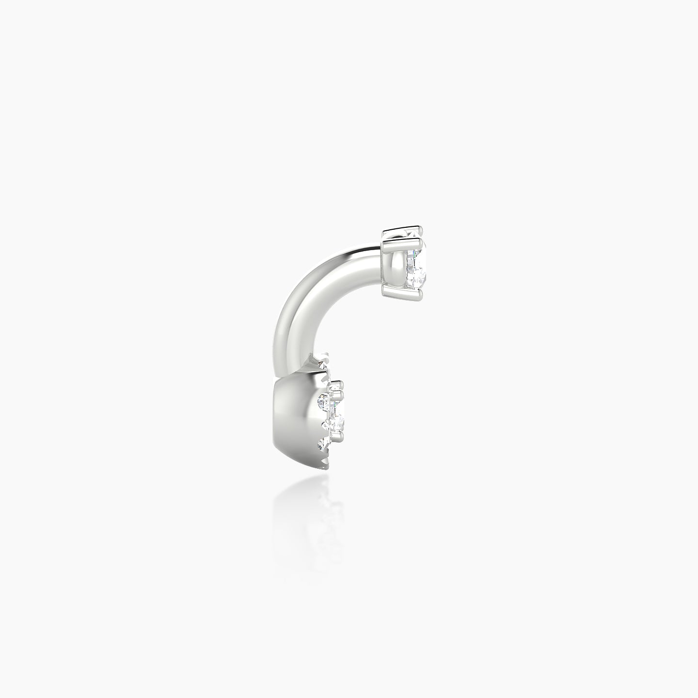 Eirene | 18k White Gold 6 mm 5 mm Halo Round Diamond Navel Piercing