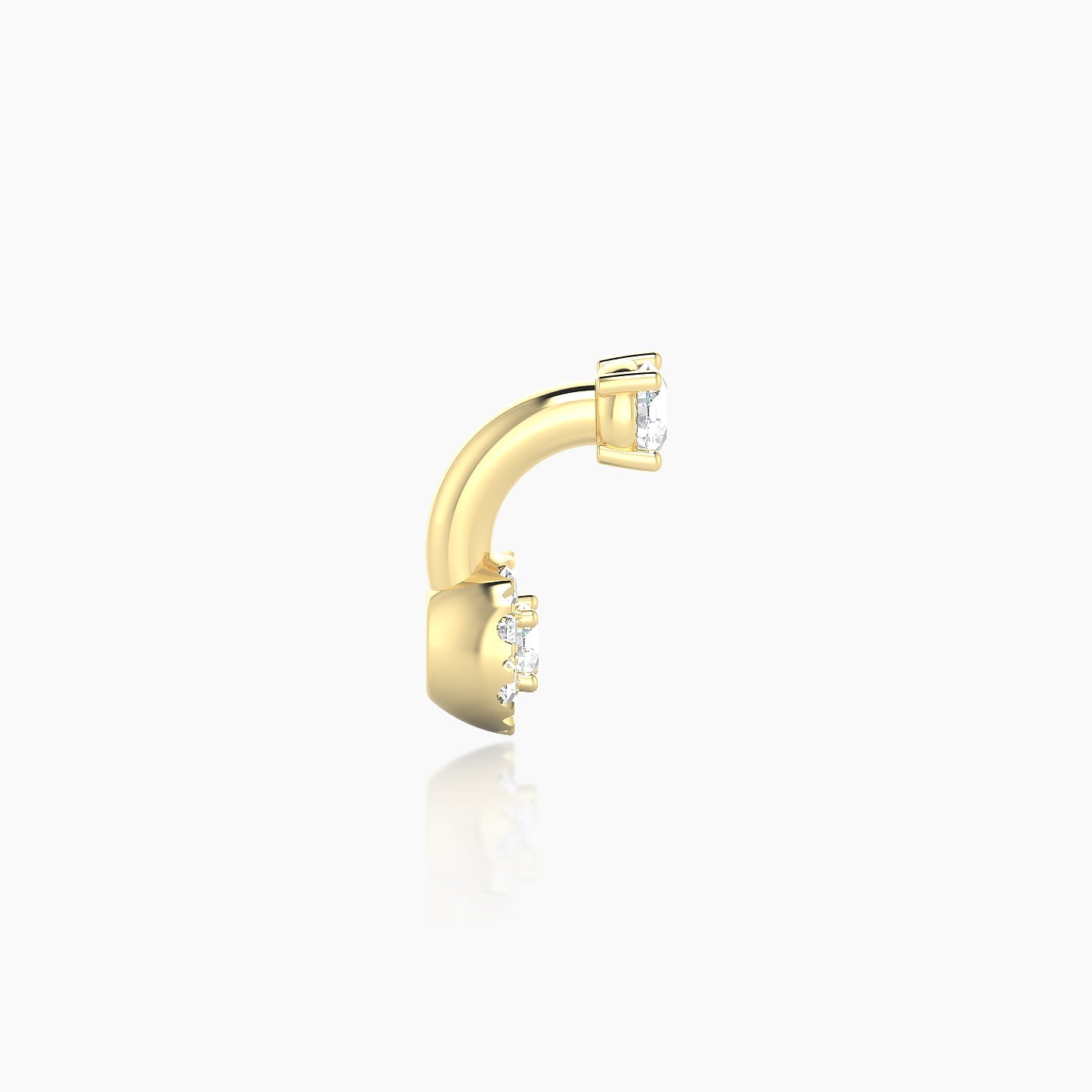 Eirene | 18k Yellow Gold 6 mm 5 mm Halo Round Diamond Navel Piercing