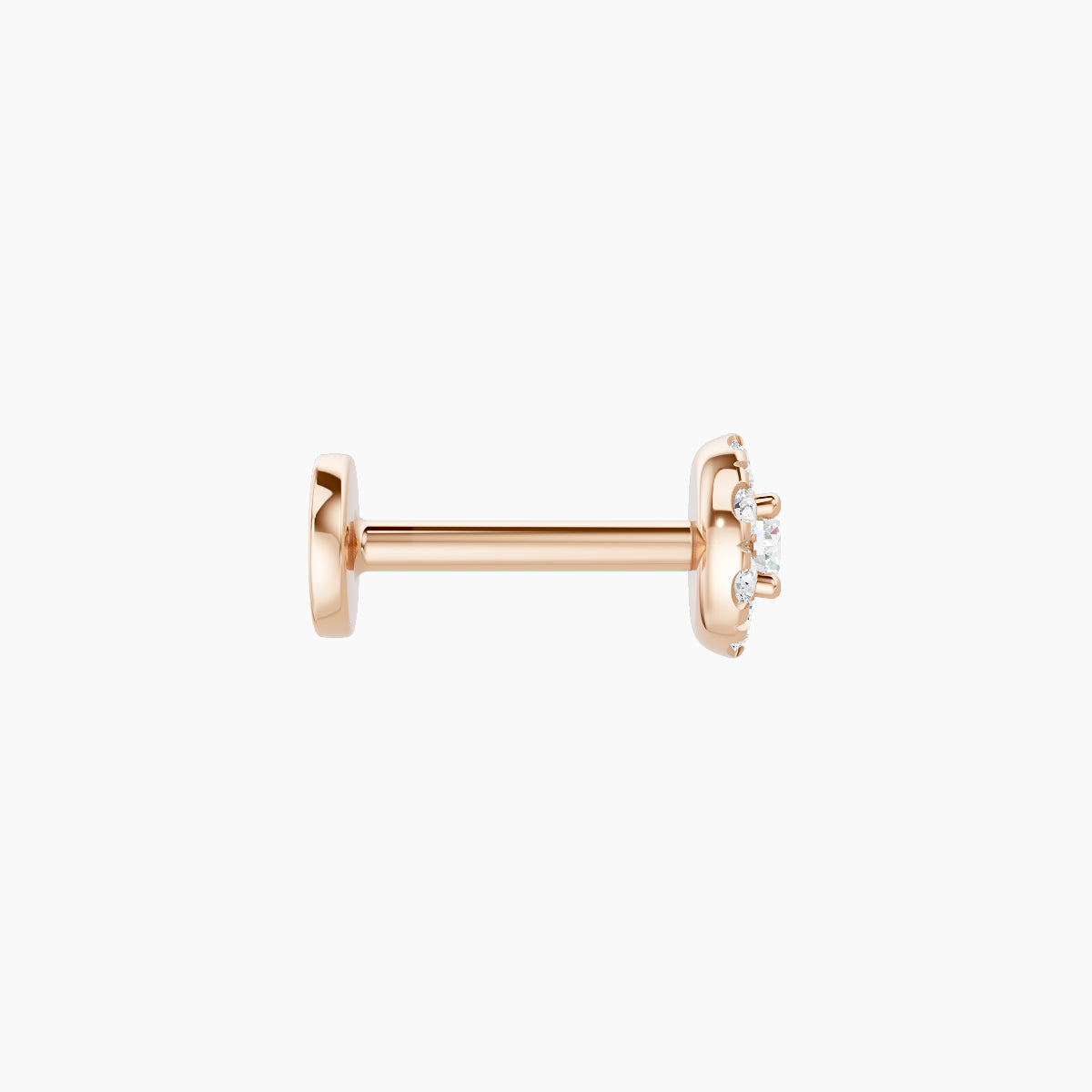 Eirene | 18k Rose Gold 4.5 mm 6.5 mm Halo Round Diamond Piercing