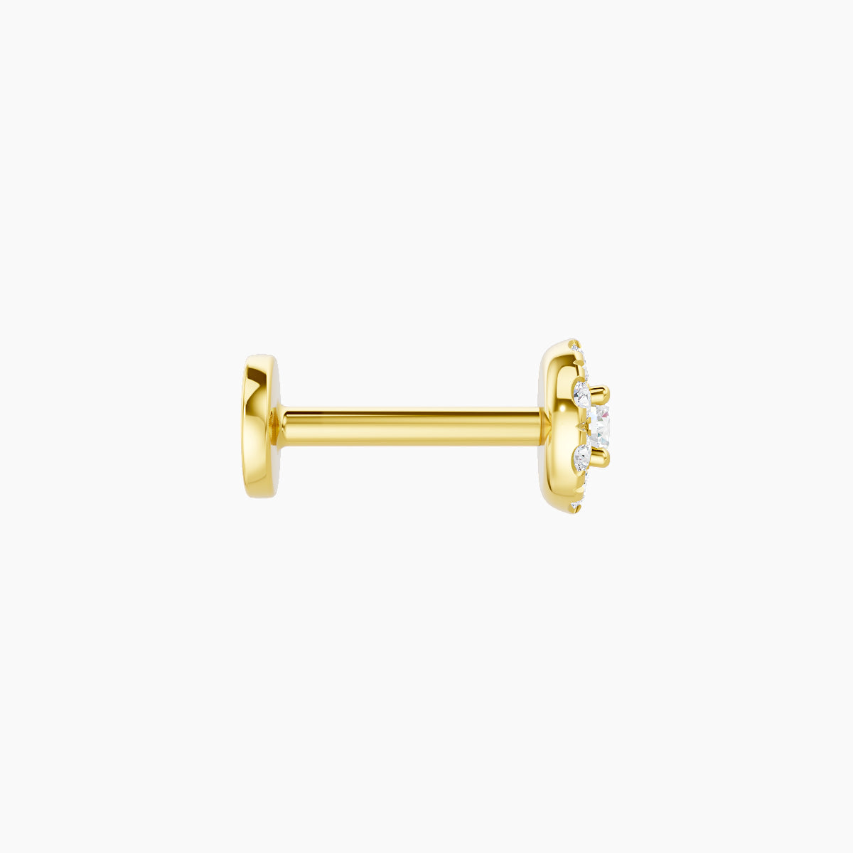 Eirene | 18k Yellow Gold 4.5 mm 6.5 mm Halo Round Diamond Piercing