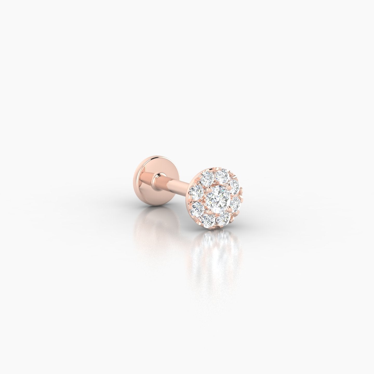 Eirene | 18k Rose Gold 5 mm 6.5 mm Halo Round Diamond Piercing