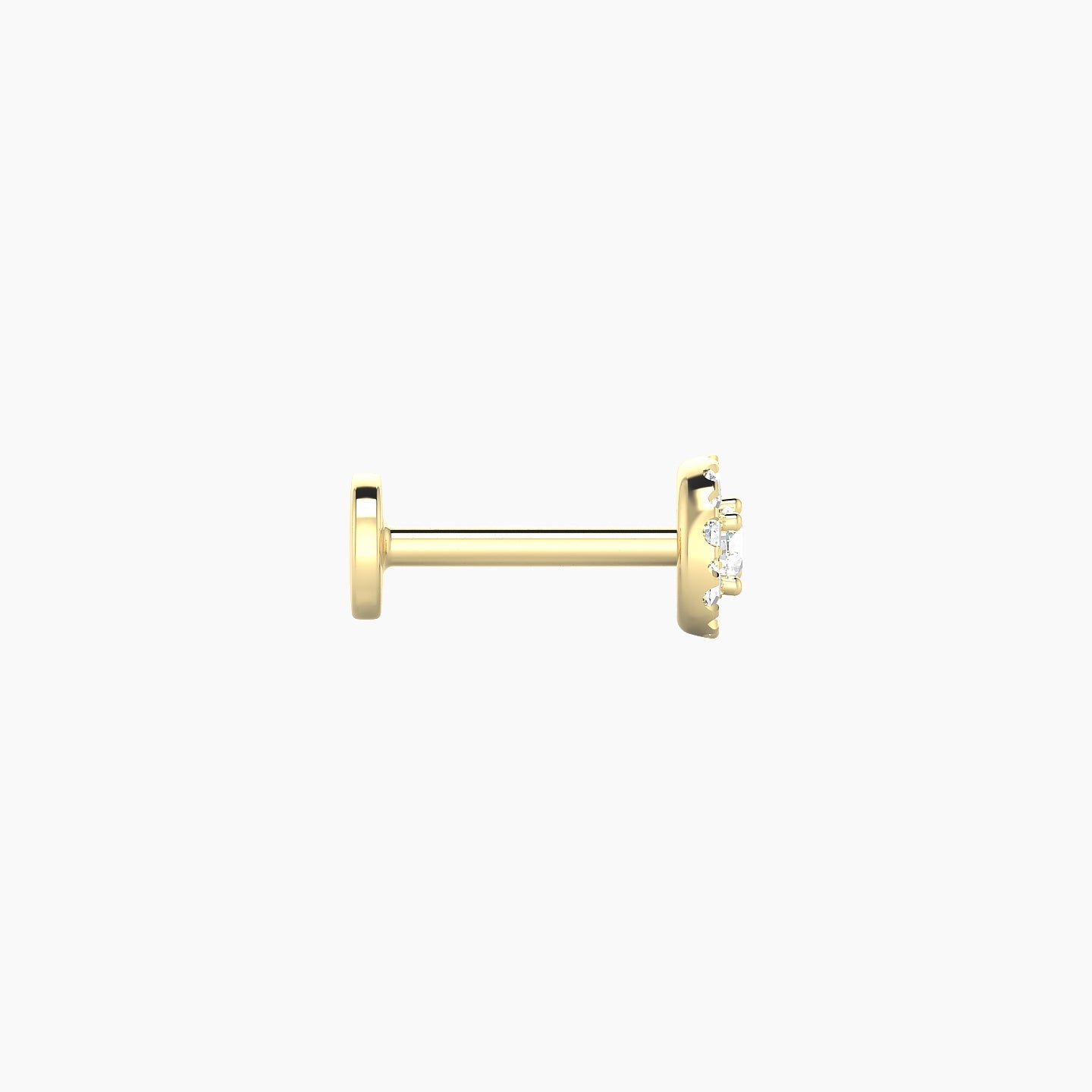 Eirene | 18k Yellow Gold 5 mm 6.5 mm Halo Round Diamond Piercing