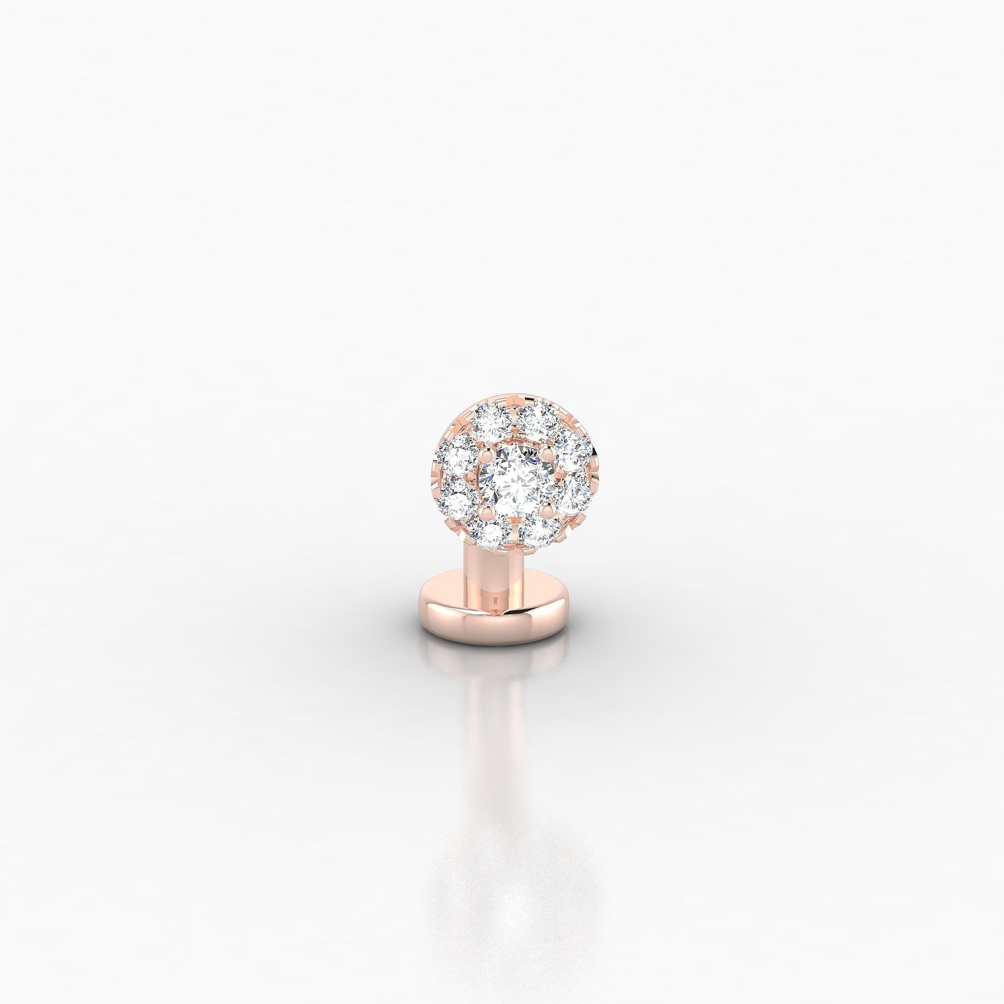 Eirene | 18k Rose Gold 8 mm 5 mm Halo Round Diamond Floating Navel Piercing