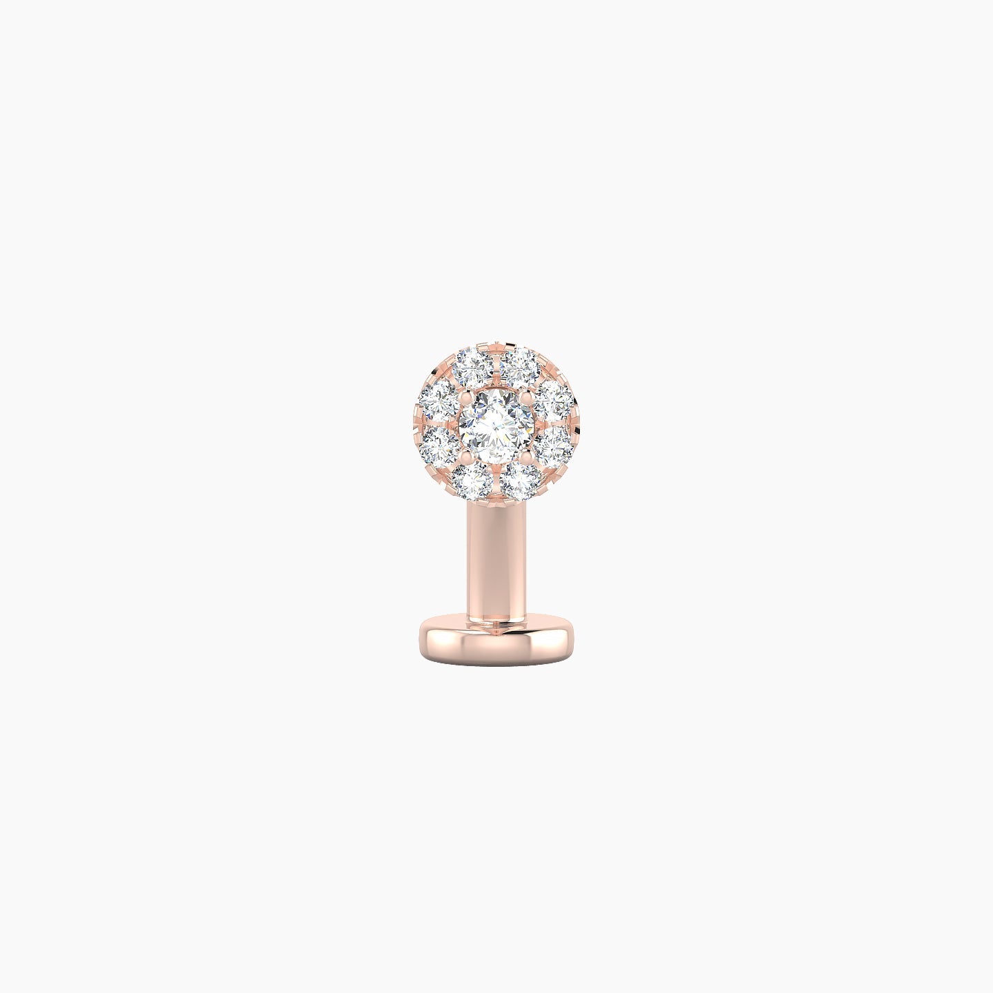 Eirene | 18k Rose Gold 5 mm 8 mm Halo Round Diamond Floating Navel Piercing