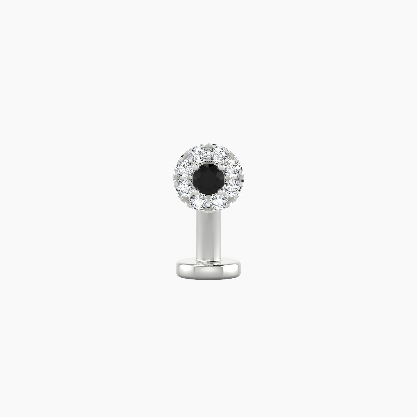Eirene | 18k White Gold 8 mm 4.5 mm Halo Round Black Diamond & Diamond Floating Navel Piercing