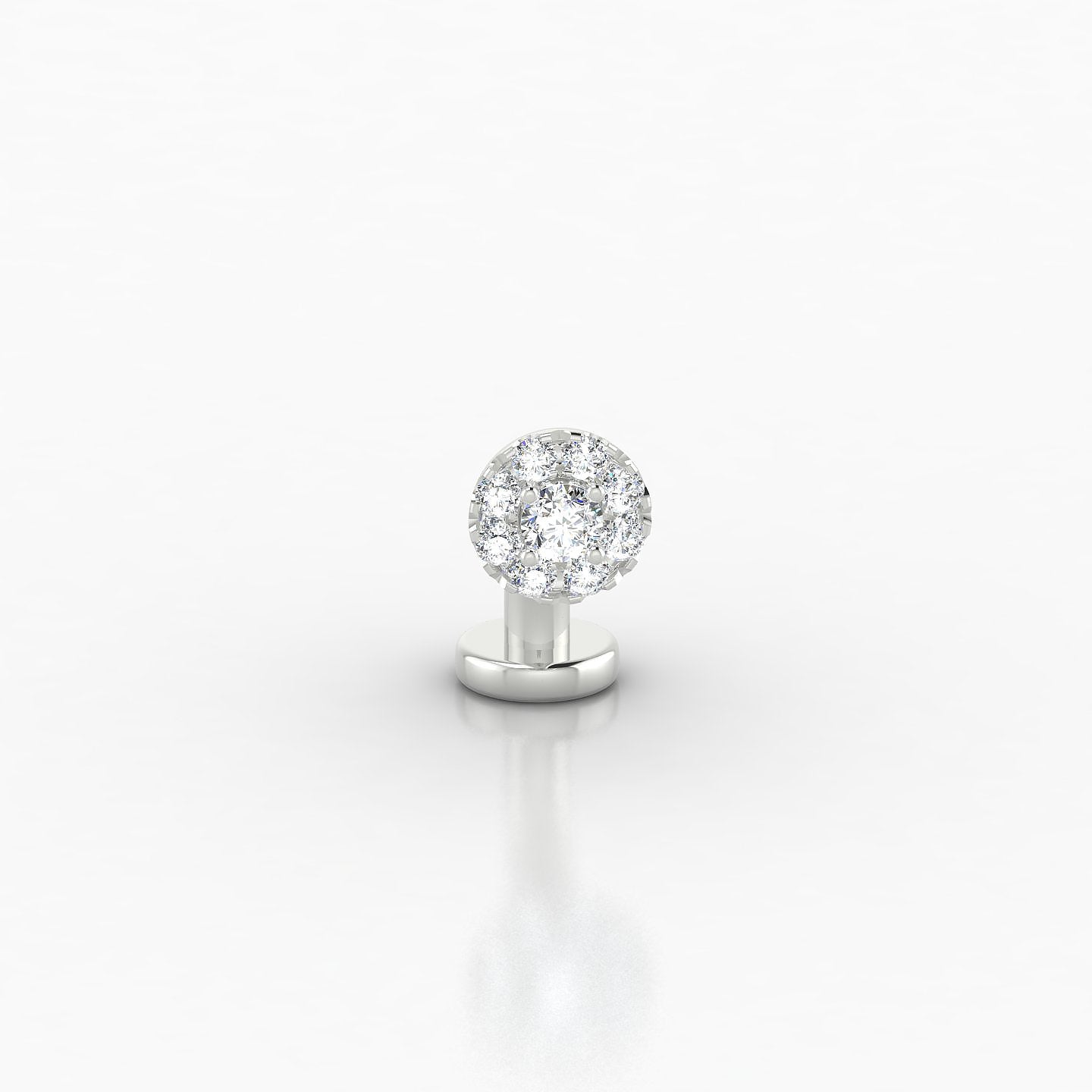 Eirene | 18k White Gold 8 mm 5 mm Halo Round Diamond Floating Navel Piercing