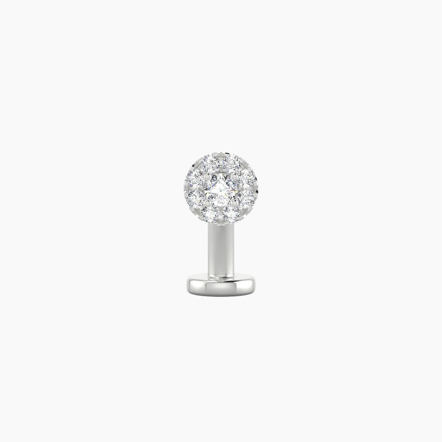 Eirene | 18k White Gold 5 mm 8 mm Halo Round Diamond Floating Navel Piercing