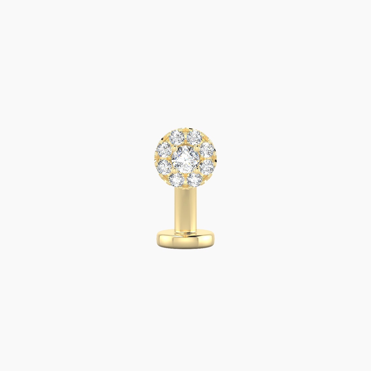 Eirene | 18k Yellow Gold 5 mm 8 mm Halo Round Diamond Floating Navel Piercing