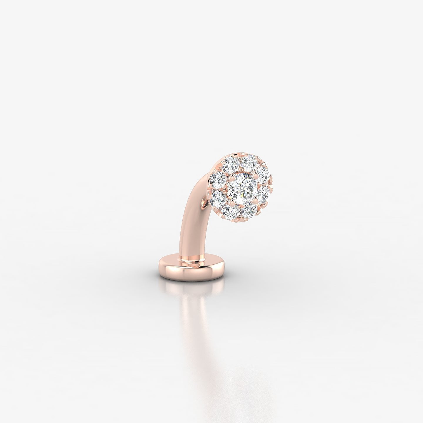 Eirene | 18k Rose Gold 5 mm 8 mm Halo Round Diamond Floating Navel Piercing