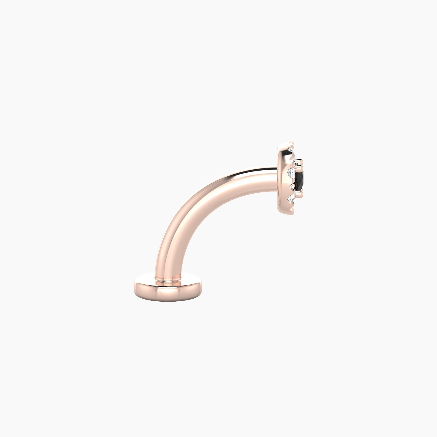 Eirene | 18k Rose Gold 8 mm 4.5 mm Halo Round Black Diamond & Diamond Floating Navel Piercing