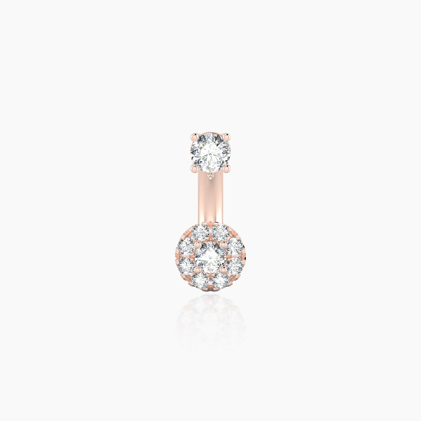 Eirene | 18k Rose Gold 8 mm 5 mm Halo Round Diamond Navel Piercing