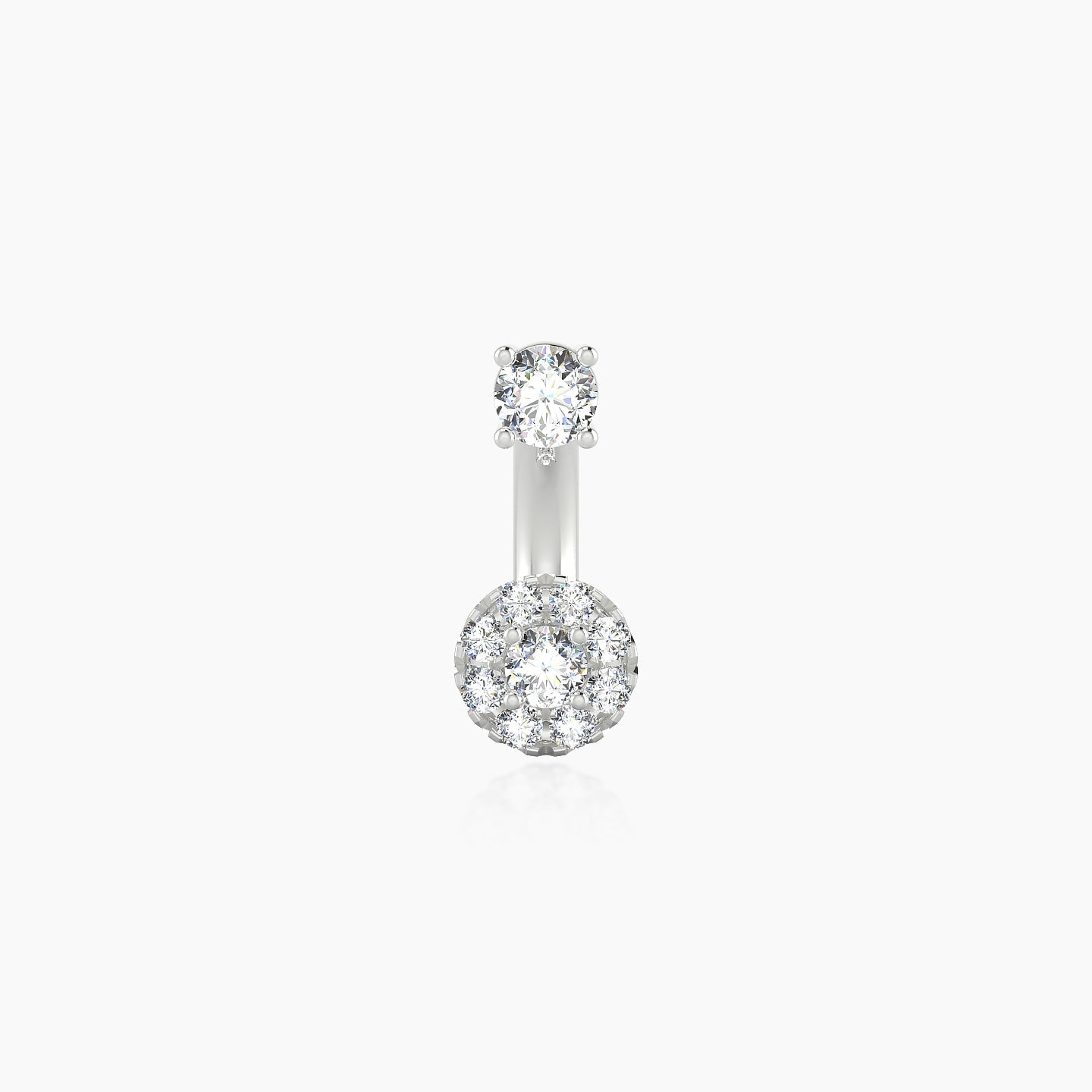 Eirene | 18k White Gold 8 mm 5 mm Halo Round Diamond Navel Piercing