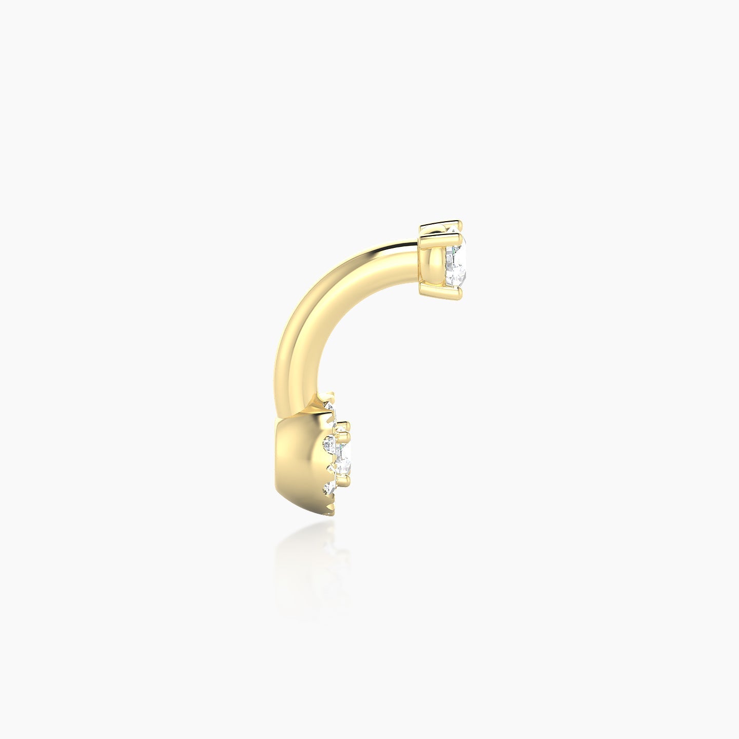 Eirene | 18k Yellow Gold 8 mm 5 mm Halo Round Diamond Navel Piercing