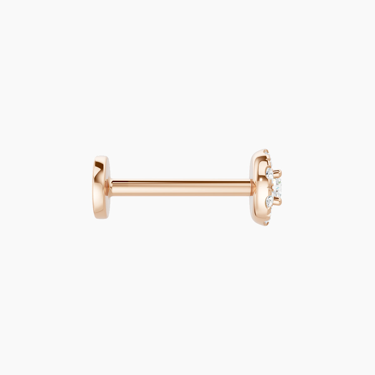 Eirene | 18k Rose Gold 4.5 mm 8 mm Halo Round Diamond Piercing