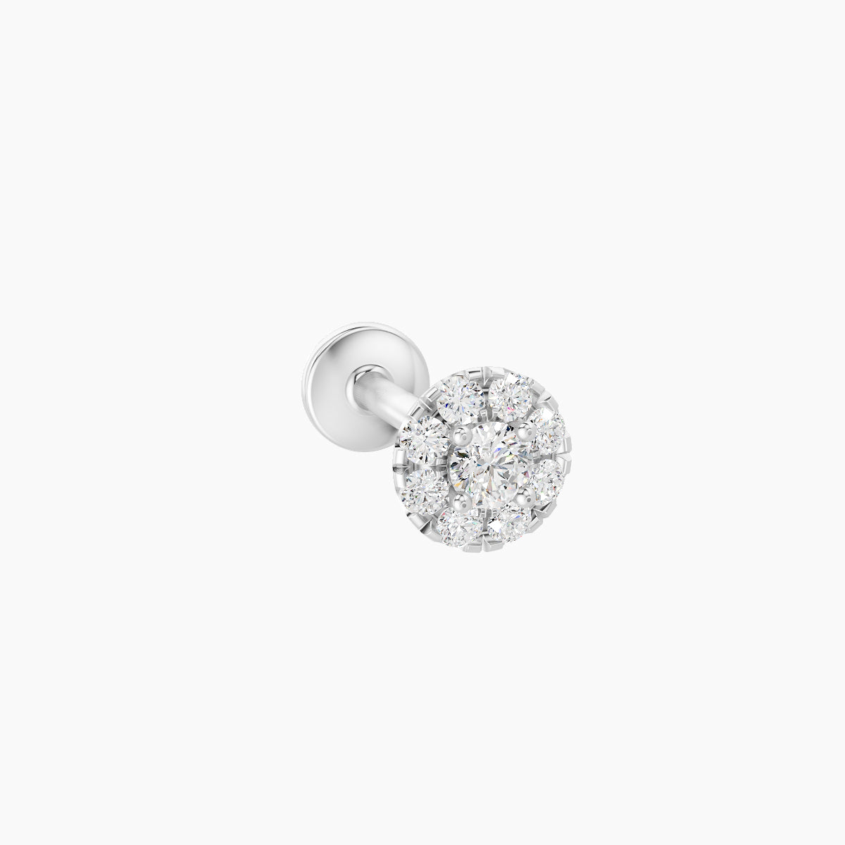 Eirene | 18k White Gold 4.5 mm 8 mm Halo Round Diamond Piercing