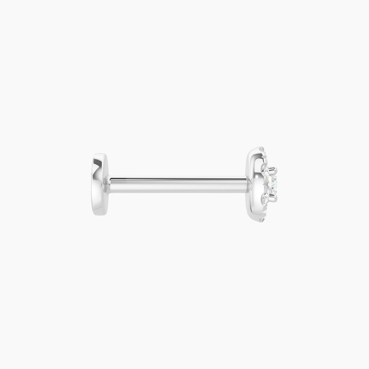 Eirene | 18k White Gold 4.5 mm 8 mm Halo Round Diamond Piercing