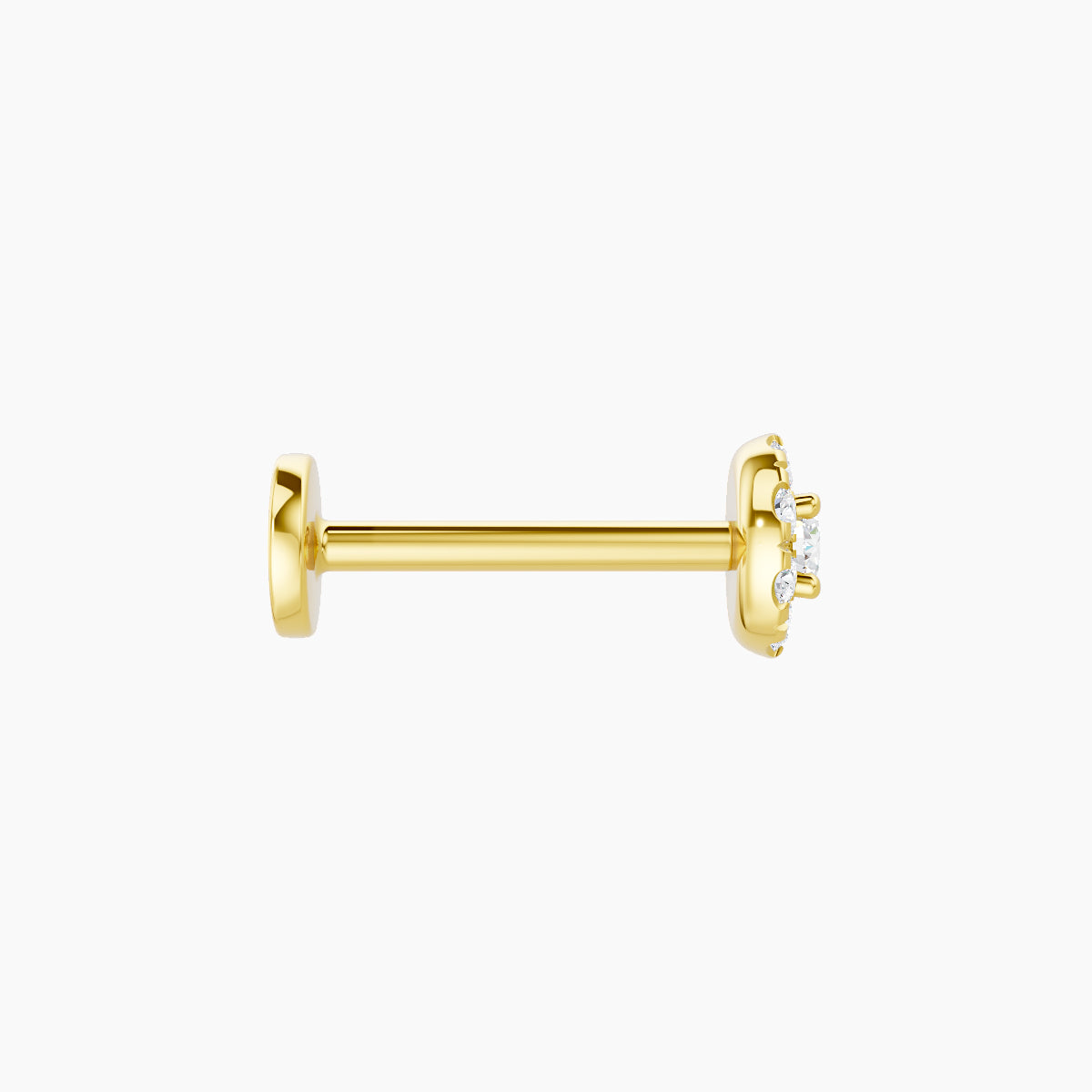 Eirene | 18k Yellow Gold 4.5 mm 8 mm Halo Round Diamond Piercing