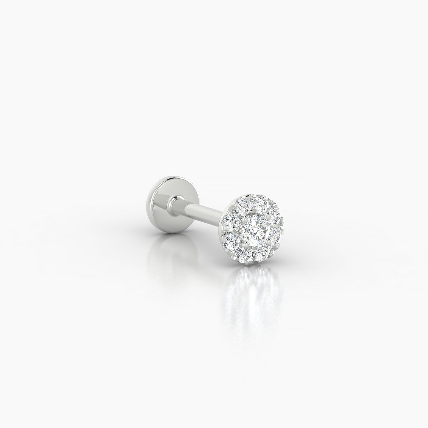 Eirene | 18k White Gold 5 mm 8 mm Halo Round Diamond Piercing