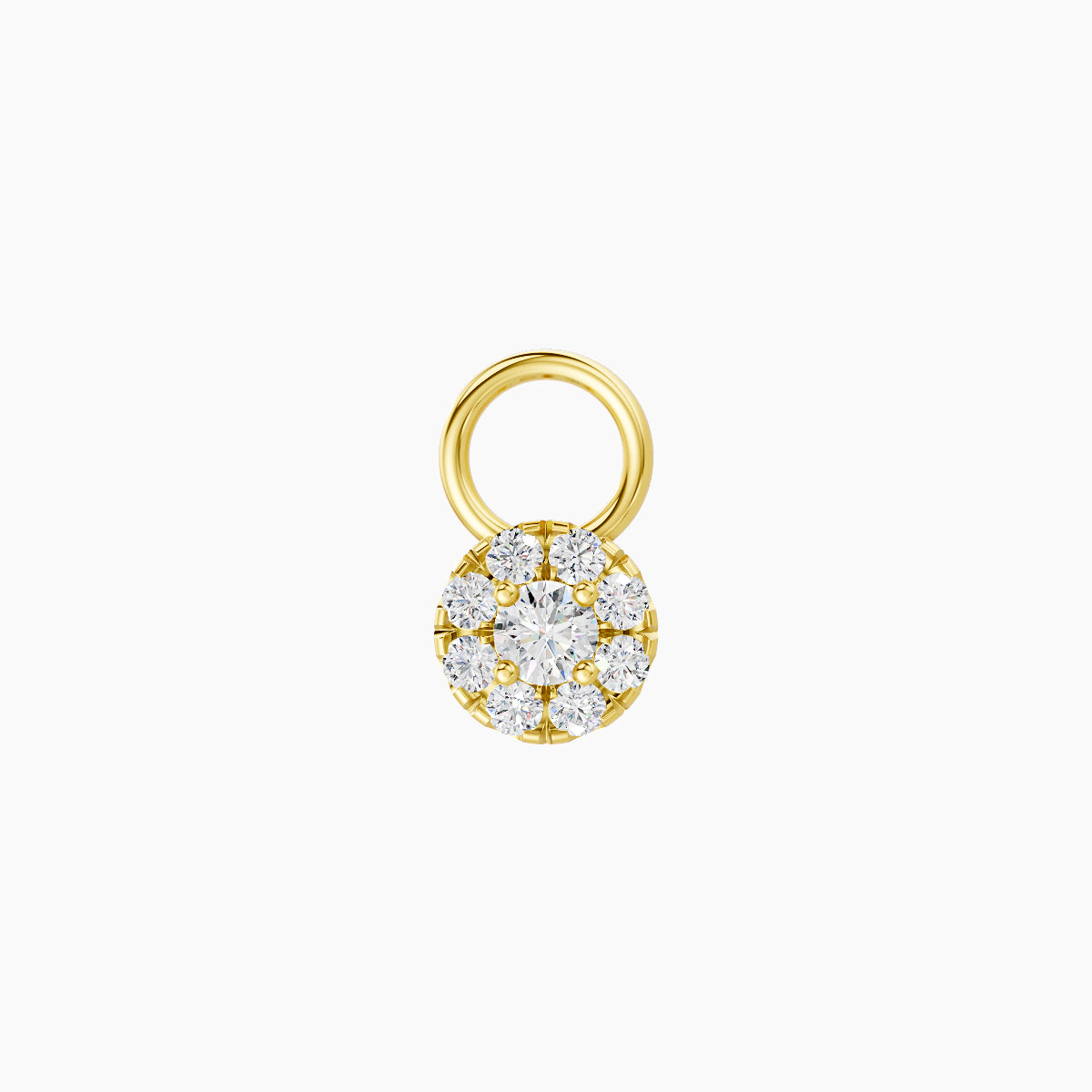 Eirene | 18k Yellow Gold 4.5 mm Halo Round Diamond Charm