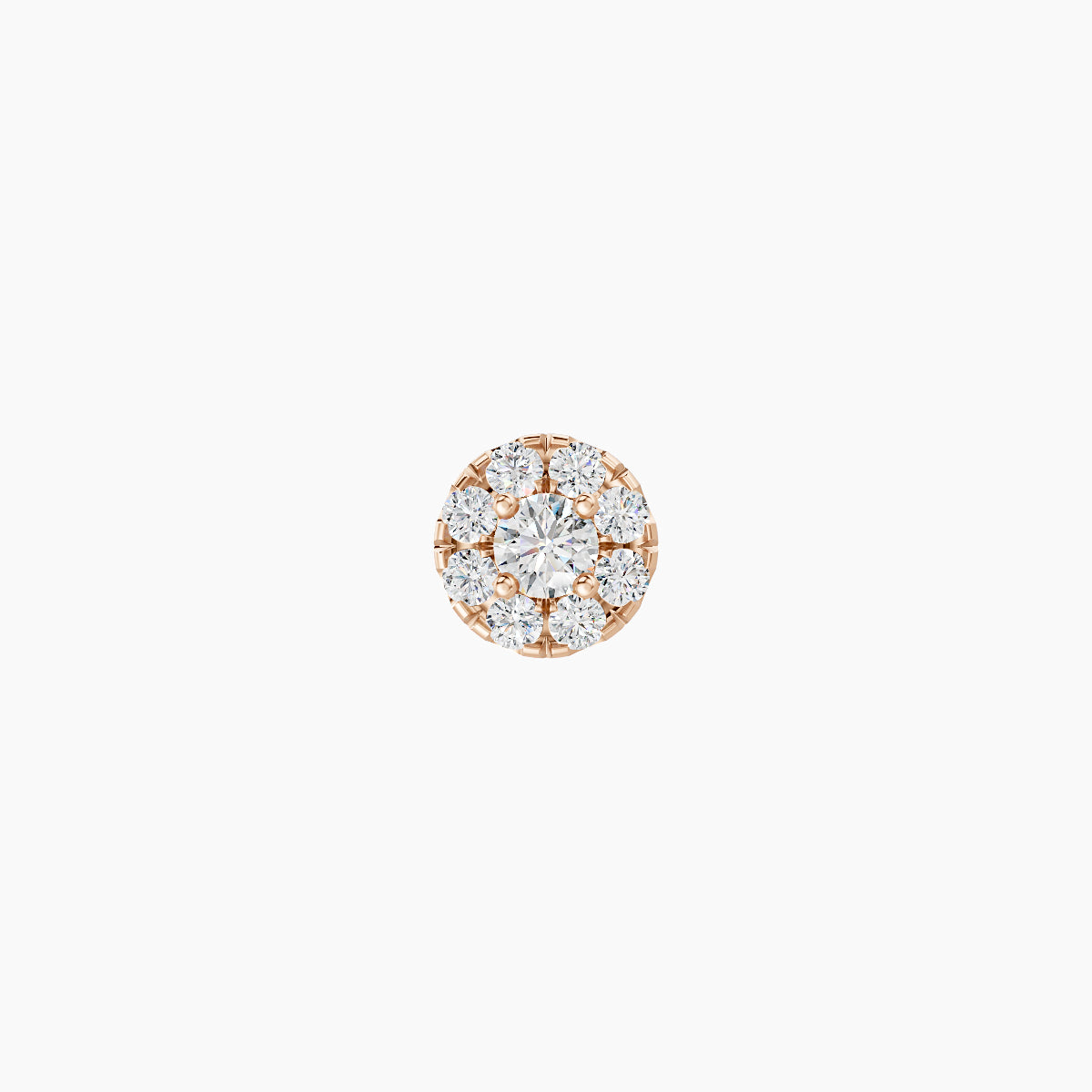 Eirene | 18k Rose Gold 4.5 mm Halo Round Diamond Earring