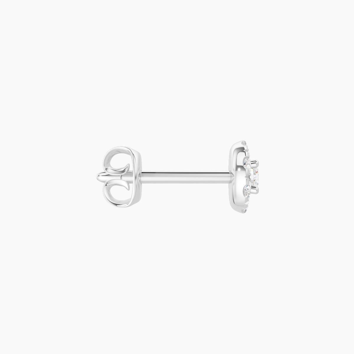 Eirene | 18k White Gold 4.5 mm Halo Round Diamond Earring