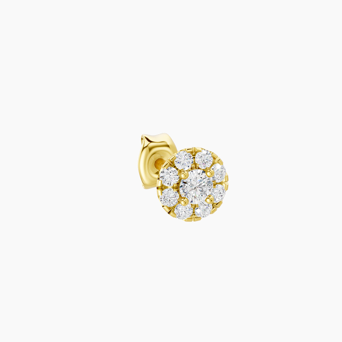 Eirene | 18k Yellow Gold 4.5 mm Halo Round Diamond Earring