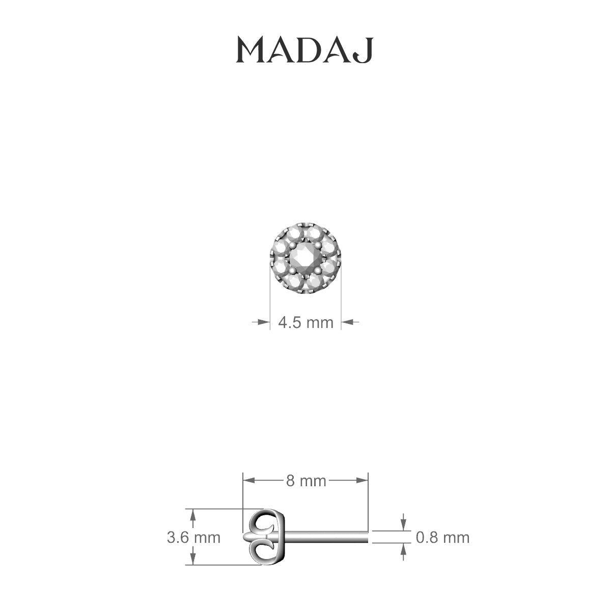 Eirene | 18k Rose Gold 4.5 mm Halo Round Diamond Earring