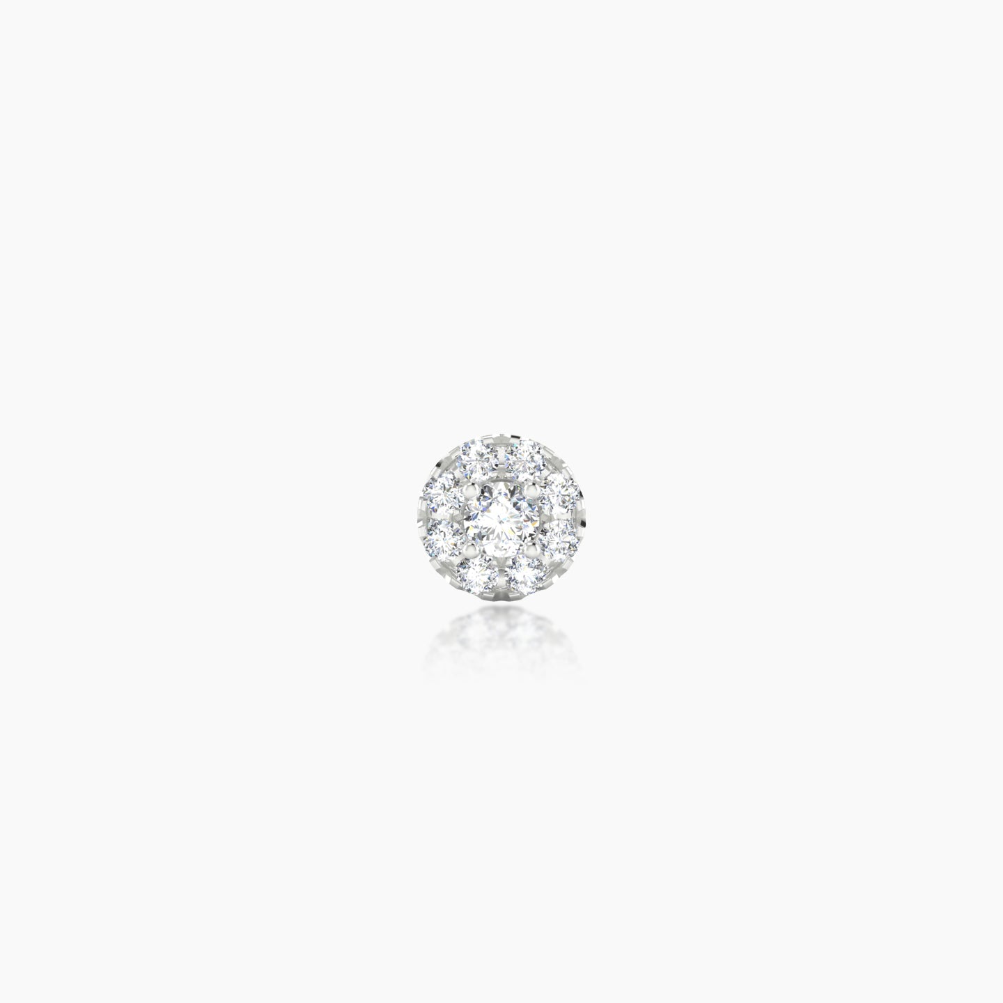 Eirene | 18k White Gold 5 mm Halo Round Diamond Earring
