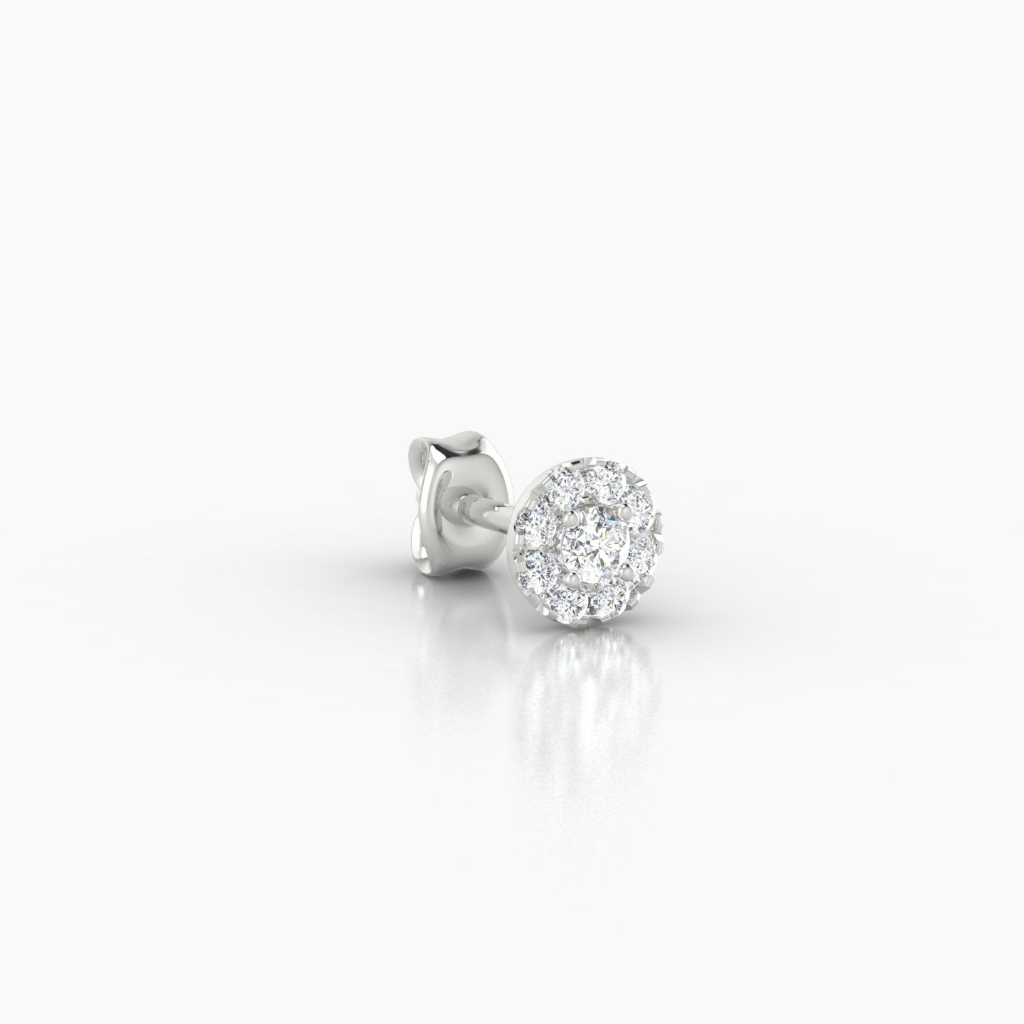 Eirene | 18k White Gold 5 mm Halo Round Diamond Earring