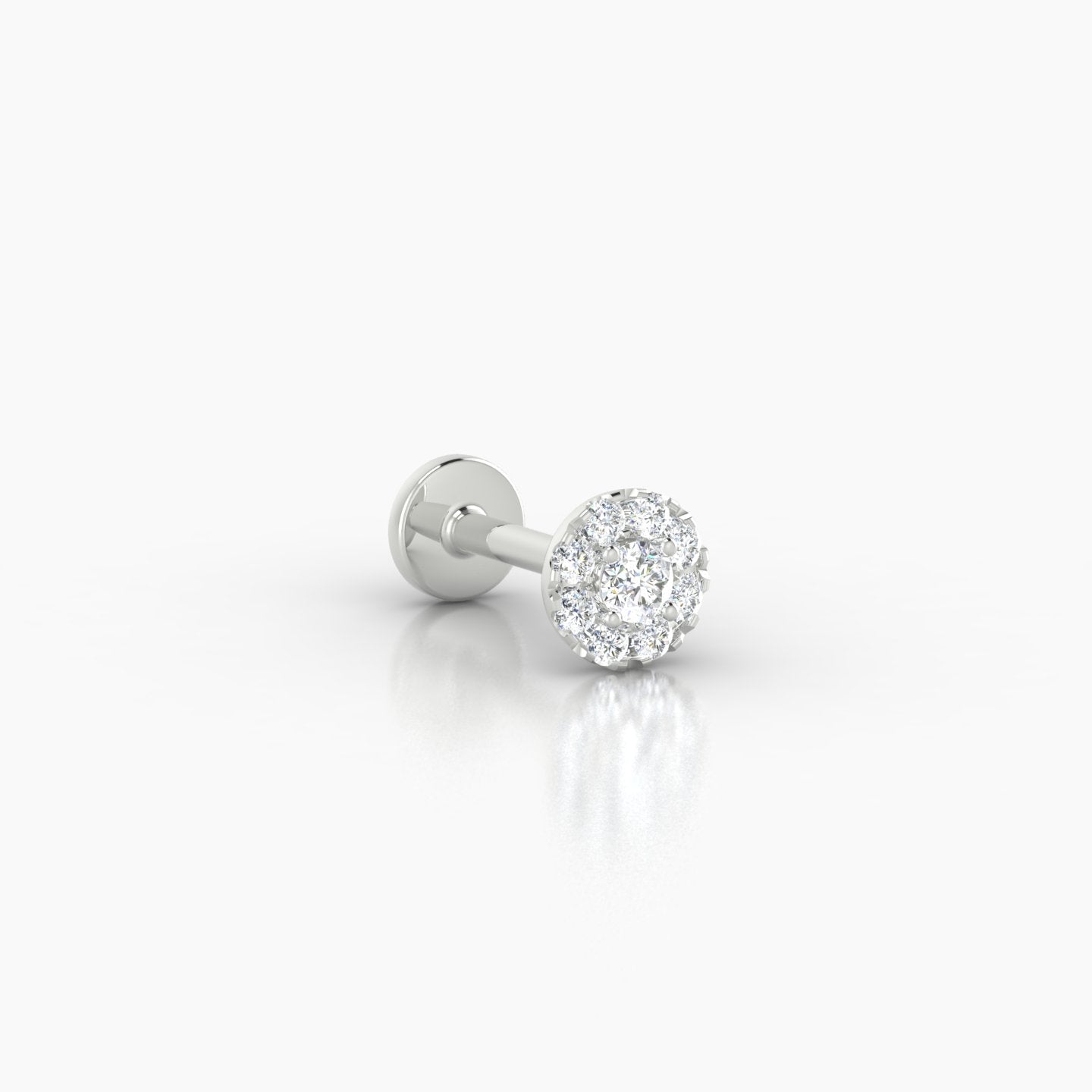 Eirene | 18k White Gold 5 mm Halo Round Diamond Piercing