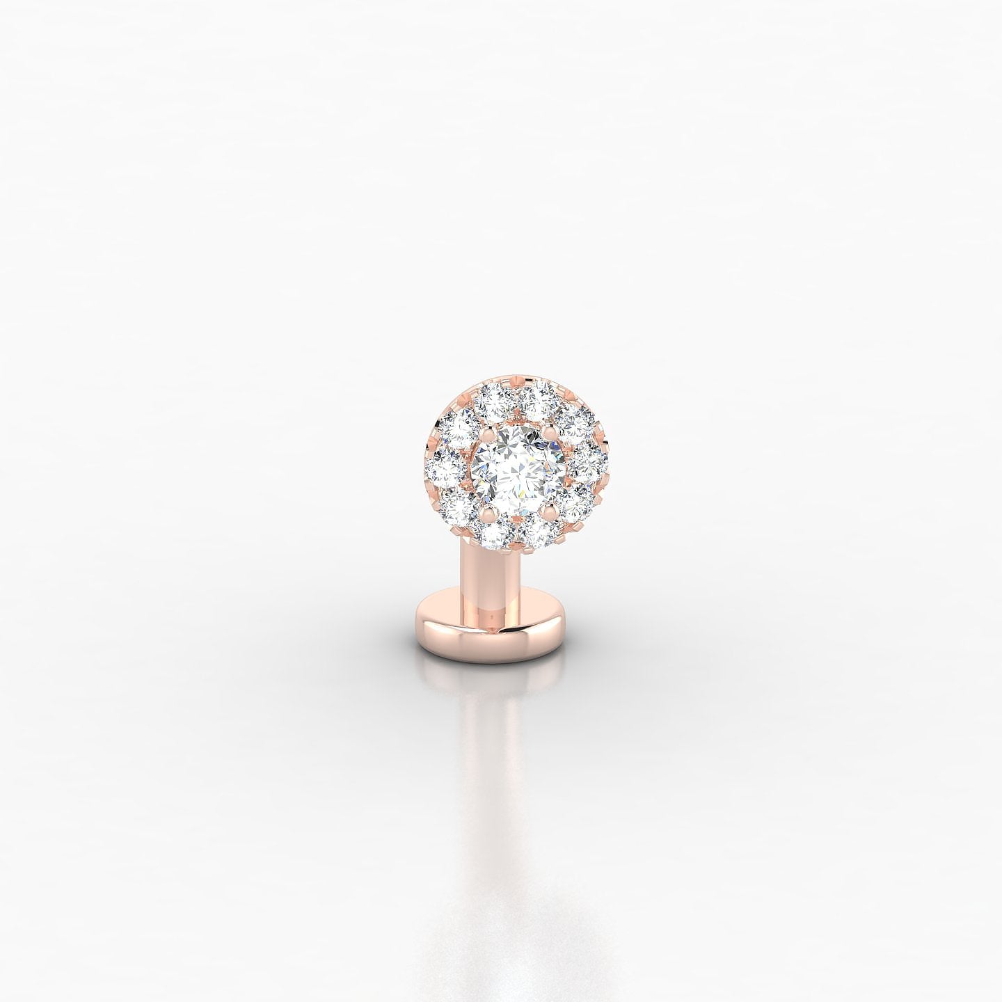 Eirene | 18k Rose Gold 10 mm 5.5 mm Halo Round Diamond Floating Navel Piercing