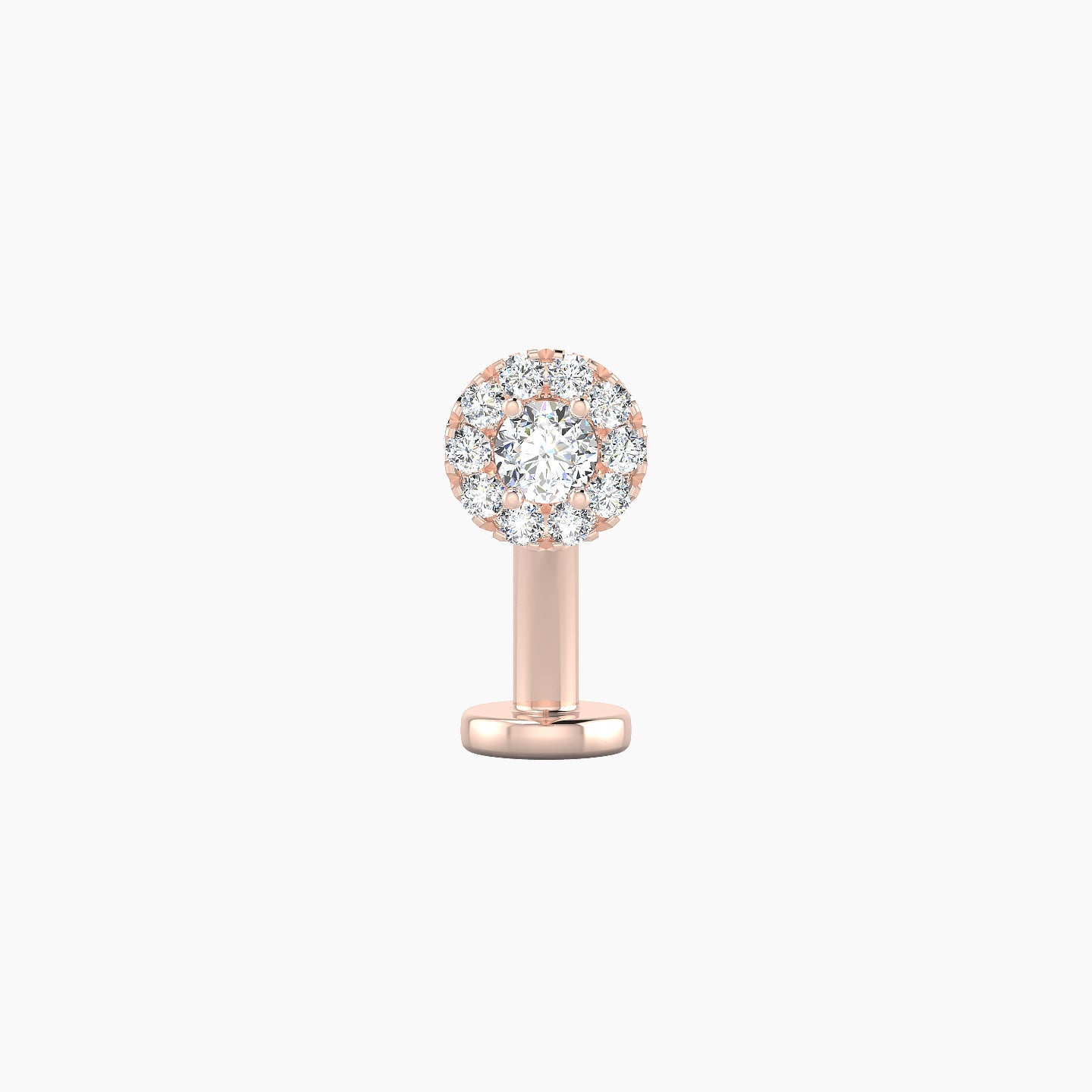 Eirene | 18k Rose Gold 5.5 mm 10 mm Halo Round Diamond Floating Navel Piercing