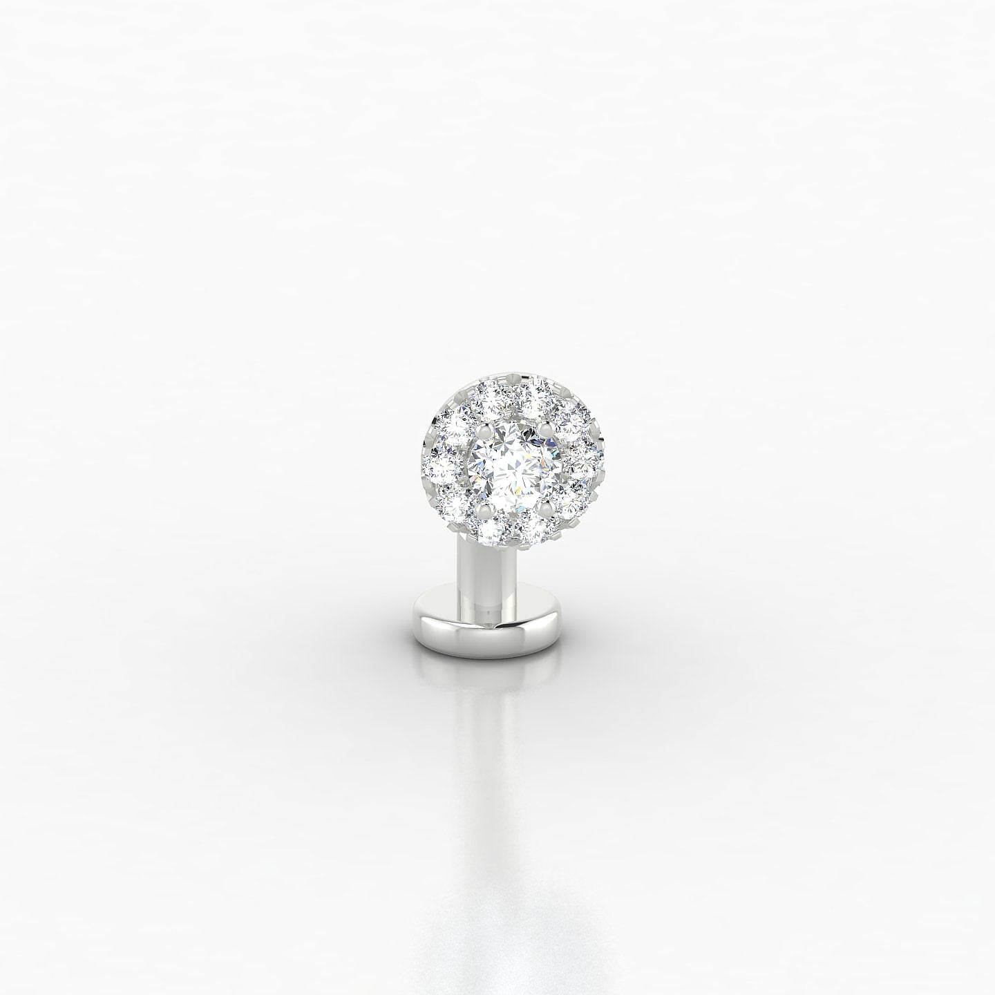 Eirene | 18k White Gold 10 mm 5.5 mm Halo Round Diamond Floating Navel Piercing