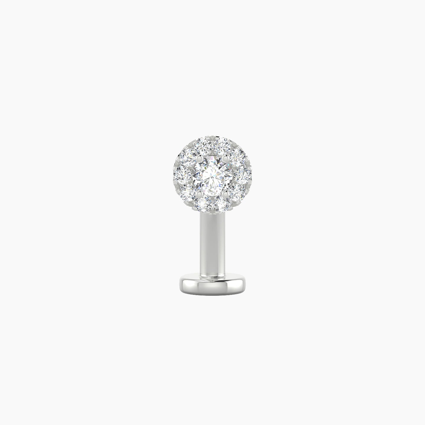 Eirene | 18k White Gold 5.5 mm 10 mm Halo Round Diamond Floating Navel Piercing