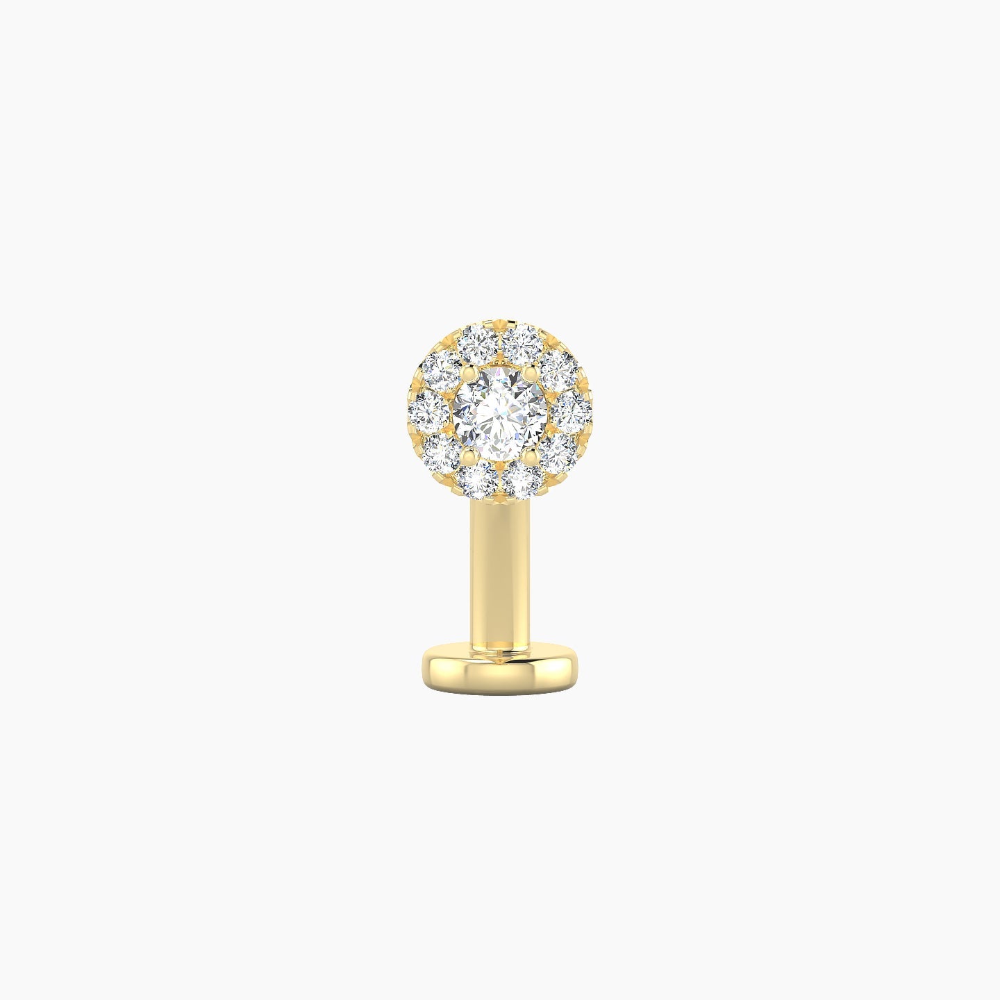 Eirene | 18k Yellow Gold 5.5 mm 10 mm Halo Round Diamond Floating Navel Piercing