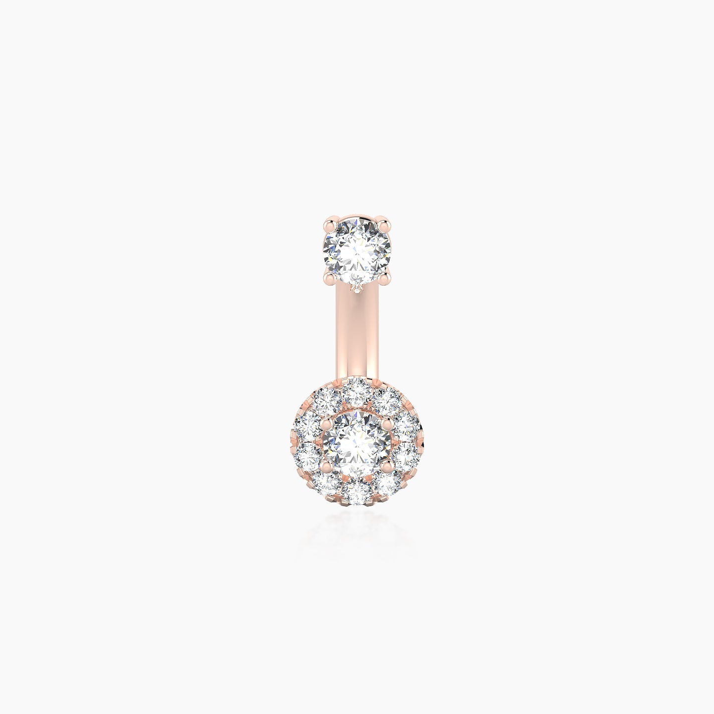 Eirene | 18k Rose Gold 10 mm 5.5 mm Halo Round Diamond Navel Piercing