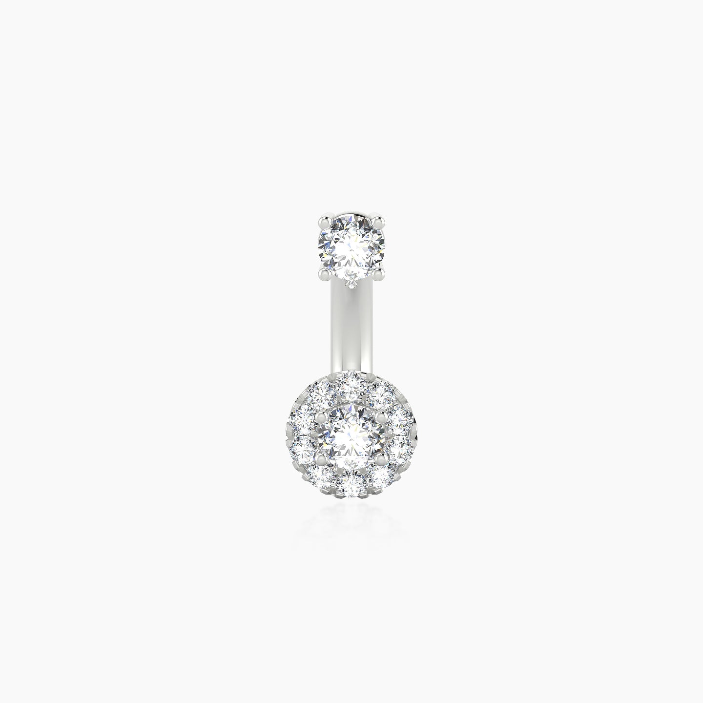 Eirene | 18k White Gold 10 mm 5.5 mm Halo Round Diamond Navel Piercing