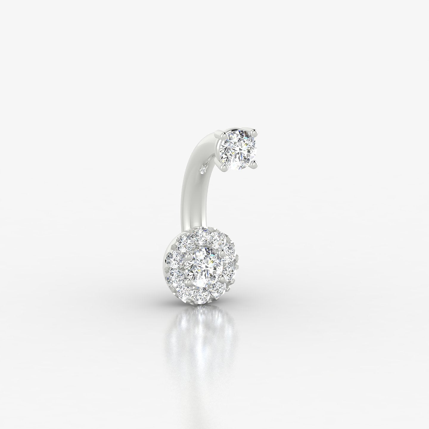Eirene | 18k White Gold 10 mm 5.5 mm Halo Round Diamond Navel Piercing