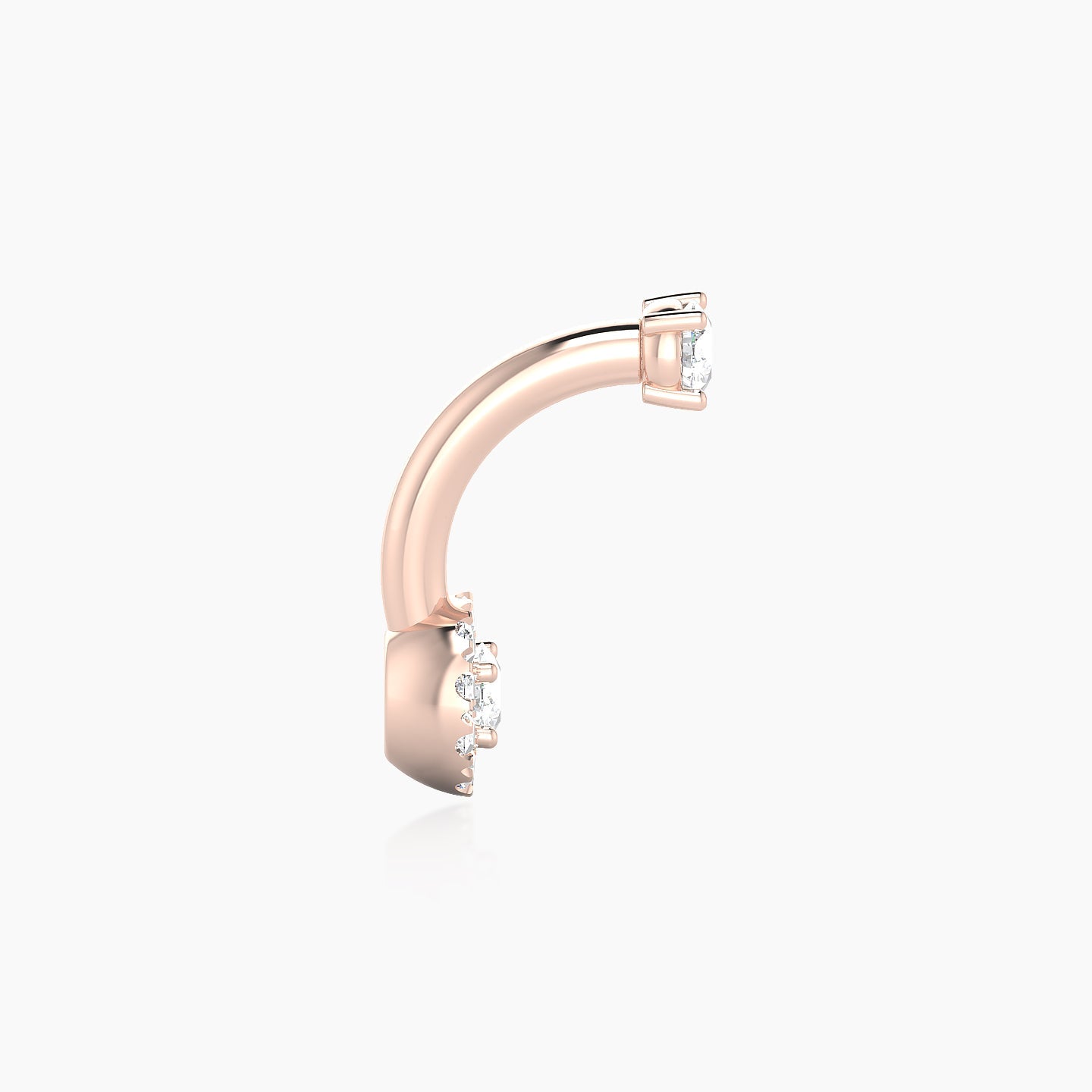 Eirene | 18k Rose Gold 10 mm 5.5 mm Halo Round Diamond Navel Piercing