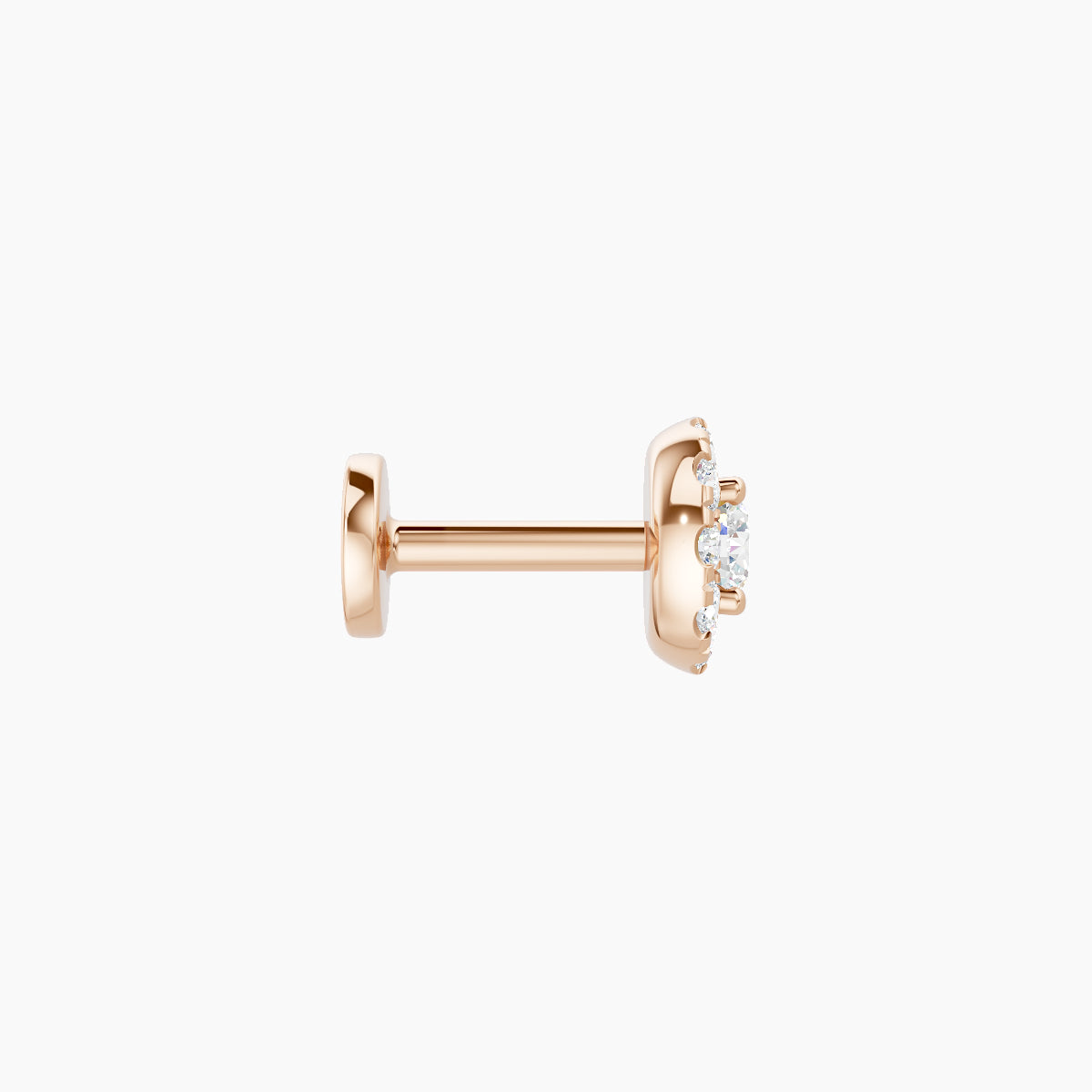 Eirene | 18k Rose Gold 5 mm 5 mm Halo Round Diamond Piercing