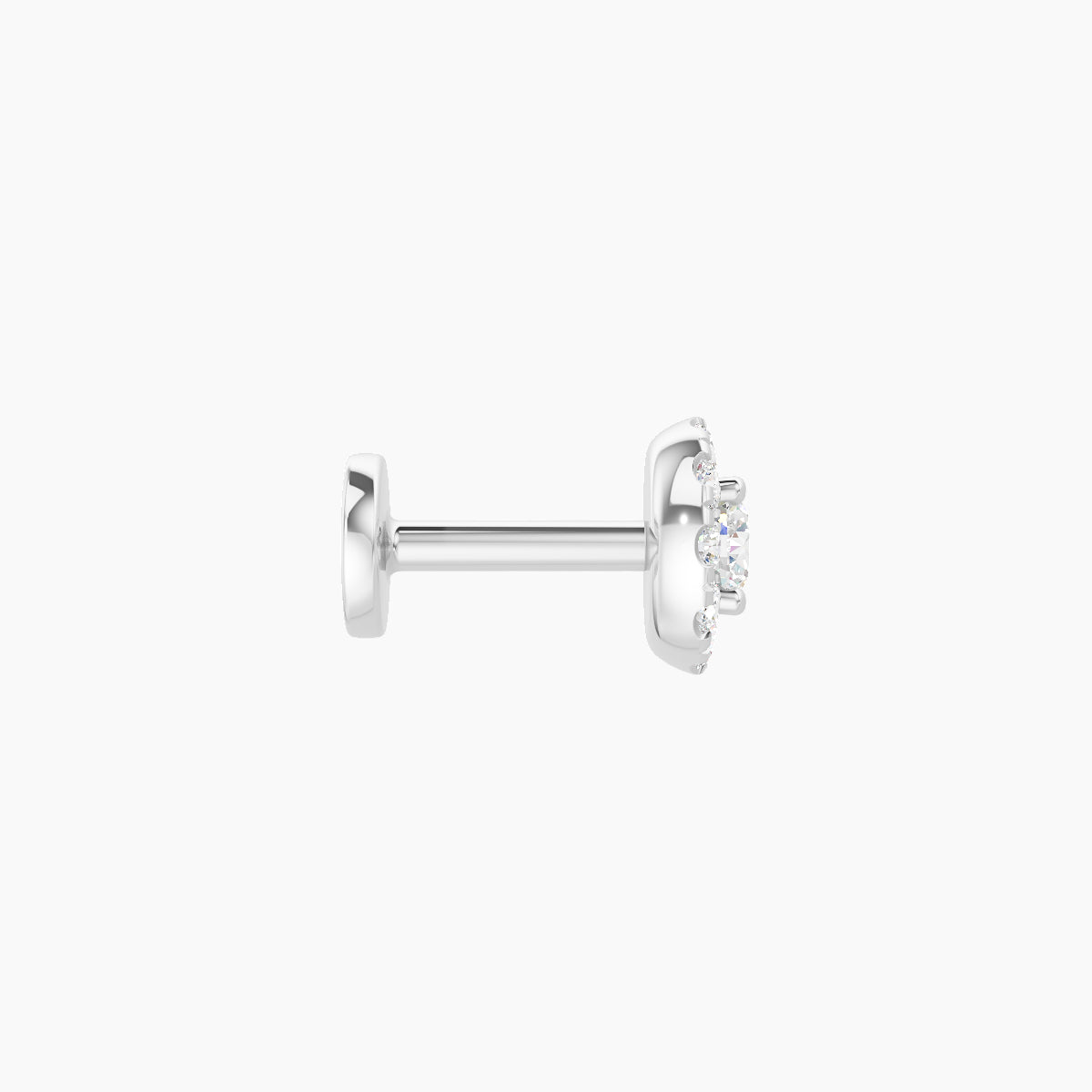 Eirene | 18k White Gold 5 mm 5 mm Halo Round Diamond Piercing