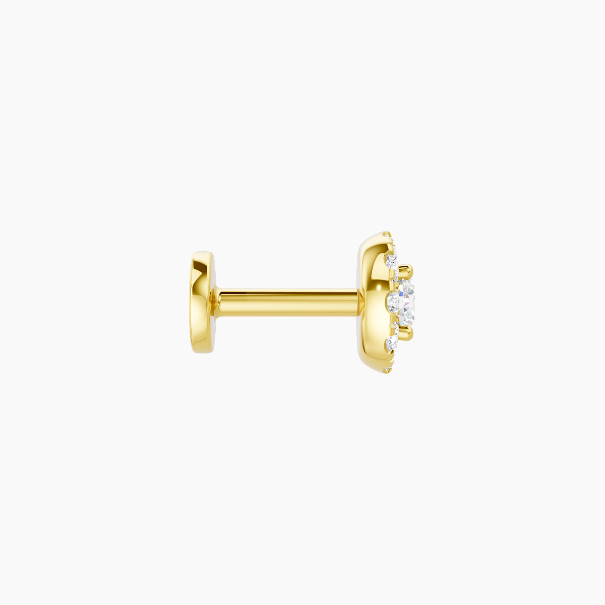 Eirene | 18k Yellow Gold 5 mm 5 mm Halo Round Diamond Piercing